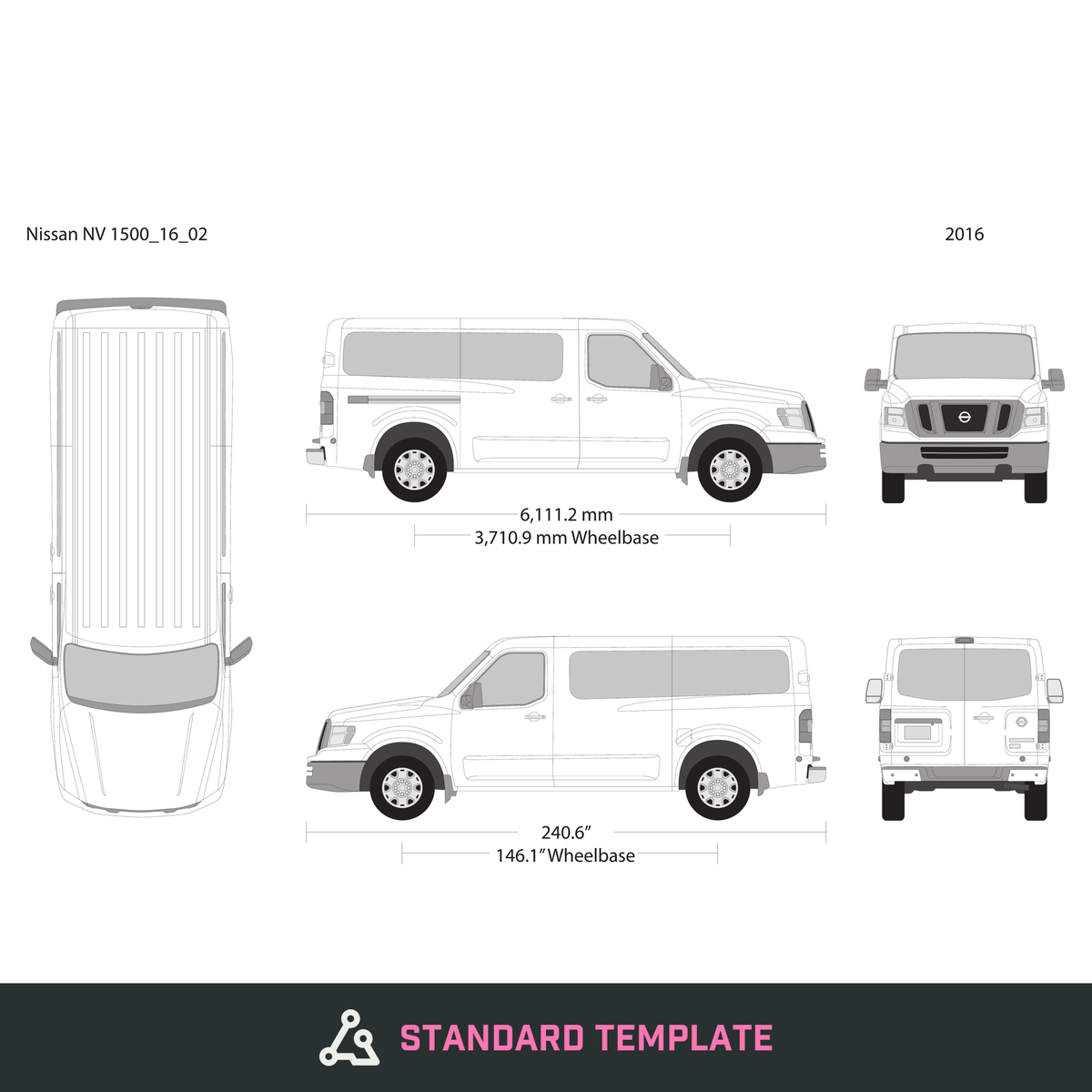 2016 Nissan NV Passenger vector wrap template V02, Design-Ready PDF - GravBase