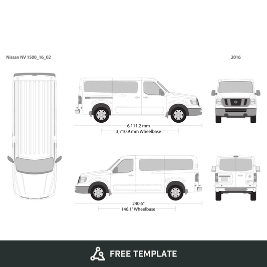 2016 Nissan NV Passenger free vector vehicle wrap template - GravBase