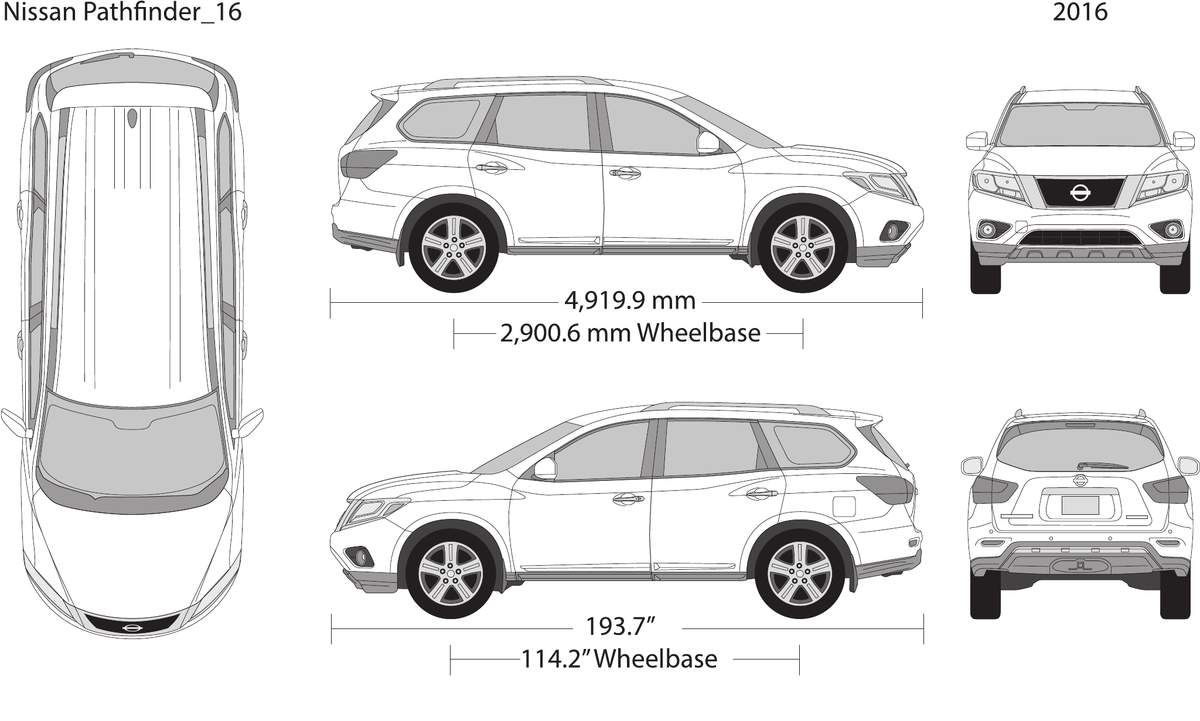 2016 Nissan Pathfinder vector wrap template, Design-Ready PDF - GravBase