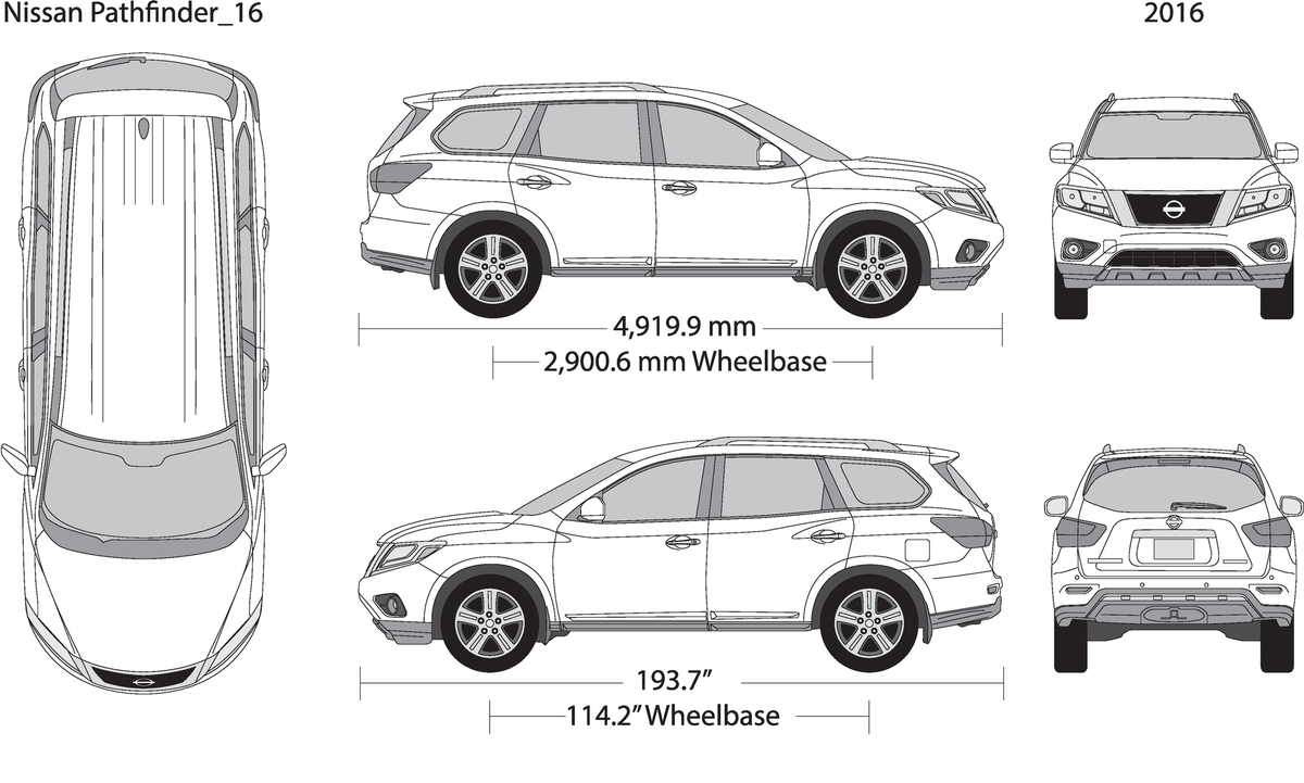 2016 Nissan Pathfinder V16 Vehicle Wrap Template