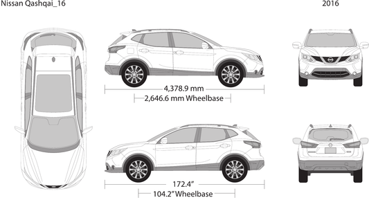 2016 Nissan Qashqai Vector Wrap Template - GravBase