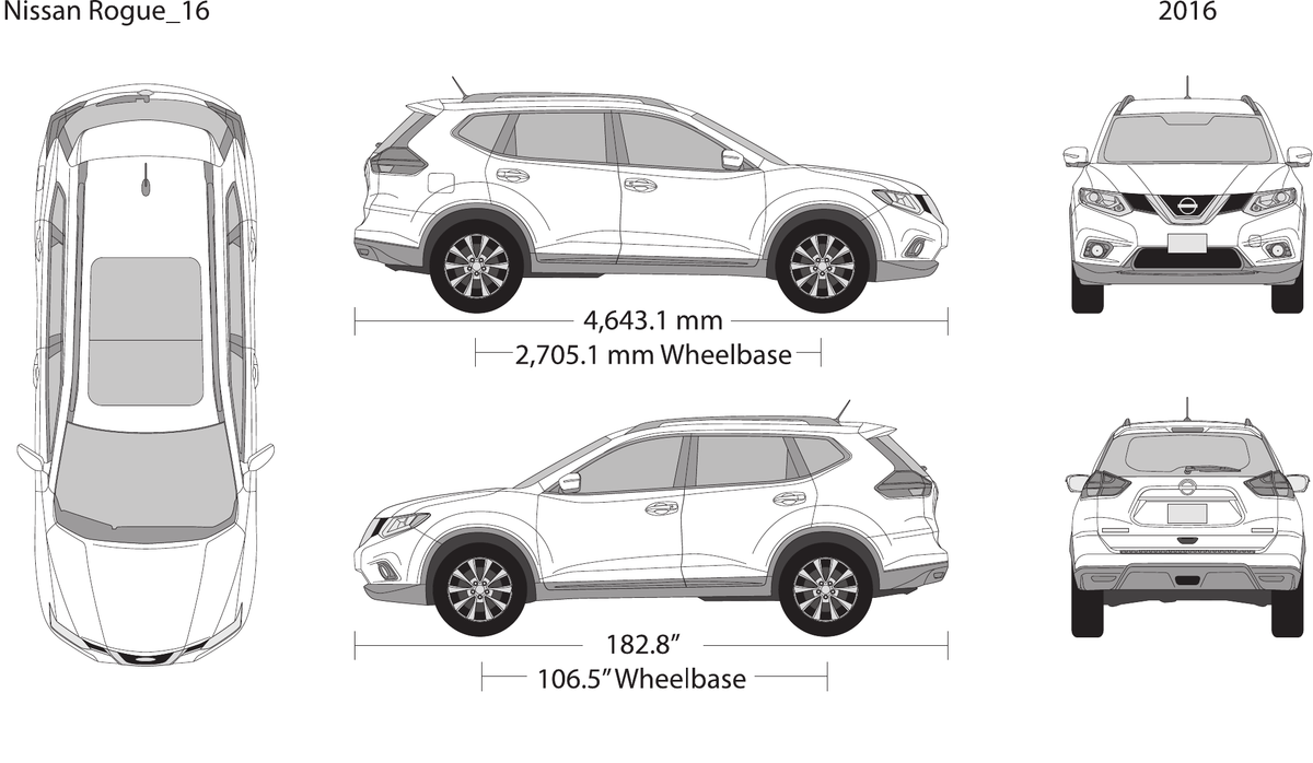 2016 Nissan Rogue Vector Wrap Template - GravBase