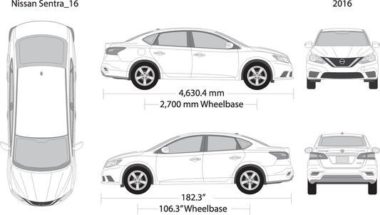 2016 Nissan Sentra V16 Vehicle Wrap Template
