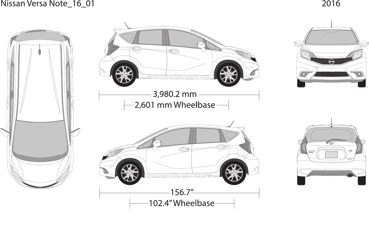 2016 Nissan Versa Note Vector Wrap Template - GravBase