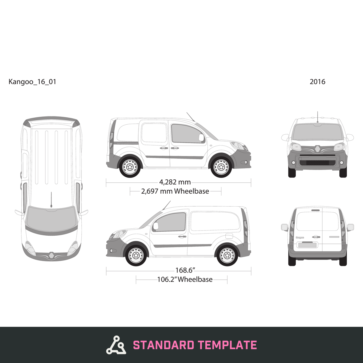 2016 Renault Kangoo vector wrap template, Design-Ready PDF - GravBase