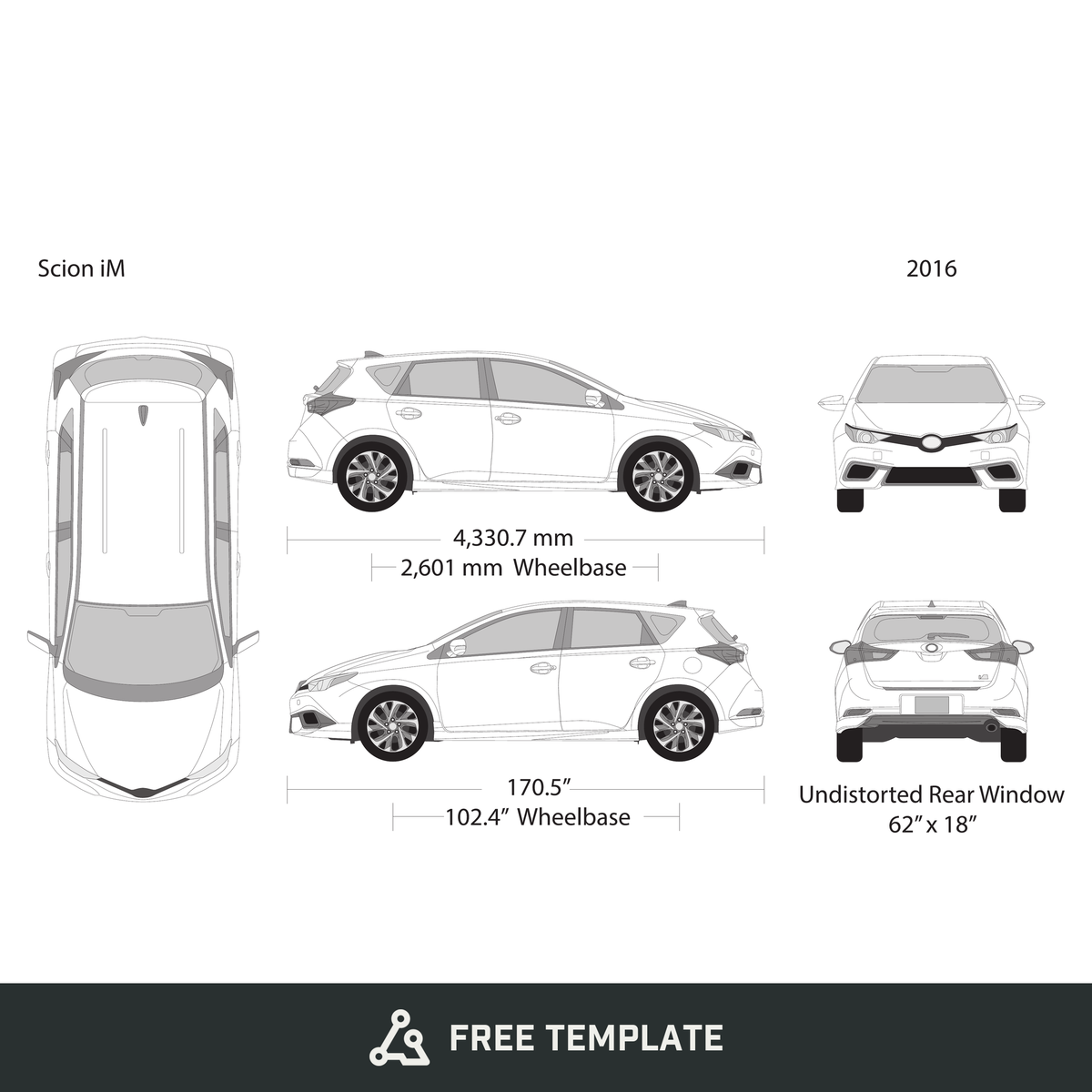 2016 Scion Im free vector vehicle wrap template - GravBase
