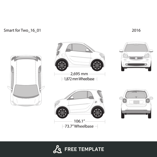 2016 Smart Fortwo free vector vehicle wrap template - GravBase