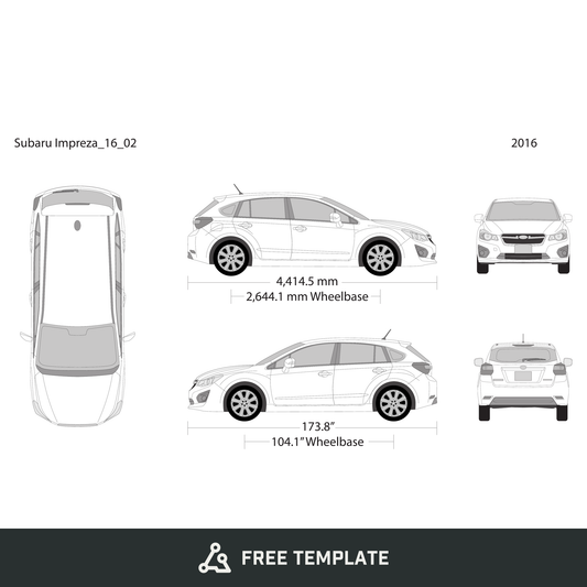 2016 Subaru Impreza free vector vehicle wrap template - GravBase