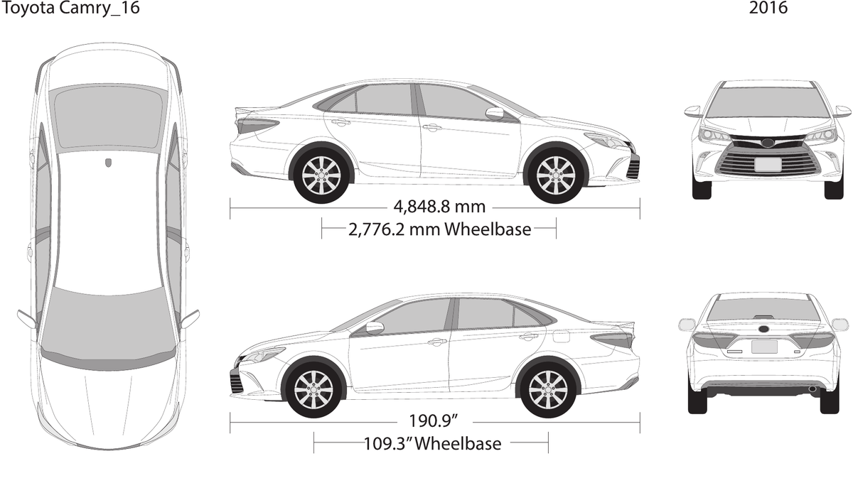 2016 Toyota Camry vector wrap template, Design-Ready PDF - GravBase
