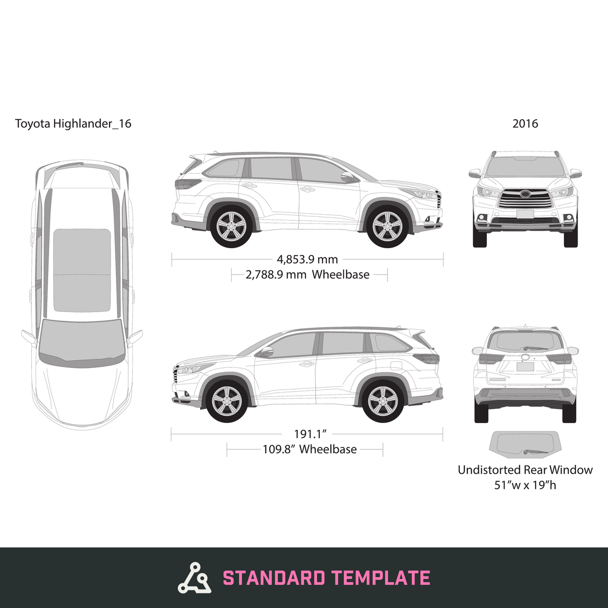 2016 Toyota Highlander vector wrap template, Design-Ready PDF - GravBase