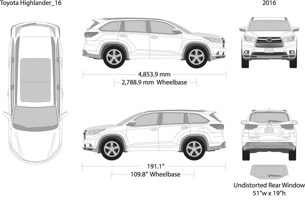 2016 Toyota Highlander V16 Vehicle Wrap Template