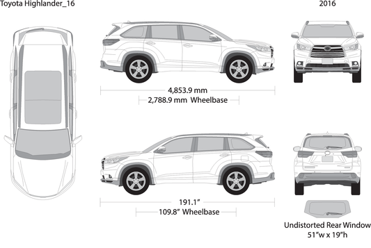2016 Toyota Highlander V16 Vehicle Wrap Template