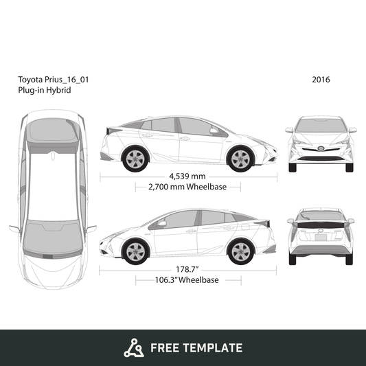 2016 Toyota Prius free vector vehicle wrap template - GravBase