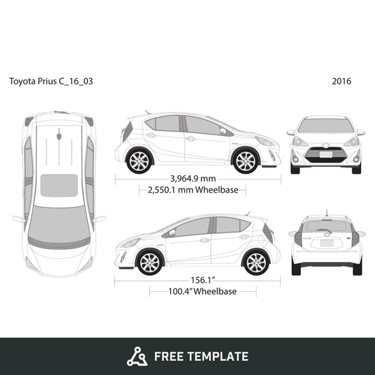 2016 Toyota Prius free vector vehicle wrap template - GravBase