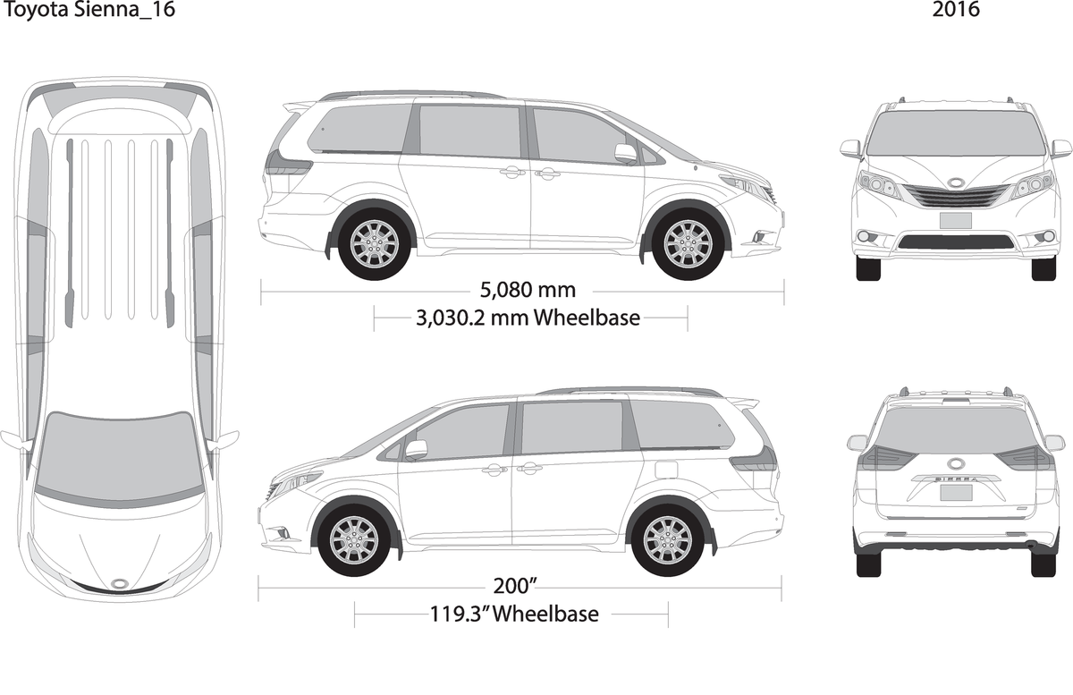 2016 Toyota Sienna V16 Vehicle Wrap Template