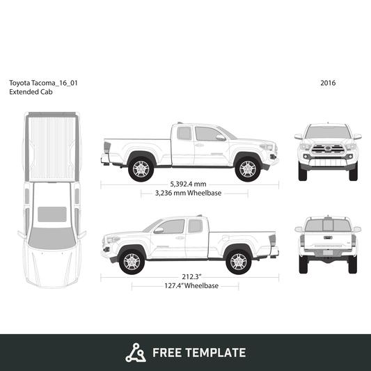 2016 Toyota Tacoma free vector vehicle wrap template - GravBase