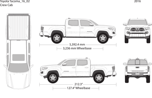 2016 Toyota Tacoma Vector Wrap Template - GravBase