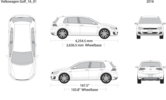 2016 Volkswagen Golf V01 Vehicle Wrap Template