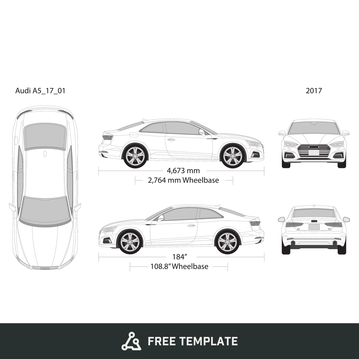 2017 Audi A5 free vector vehicle wrap template - GravBase