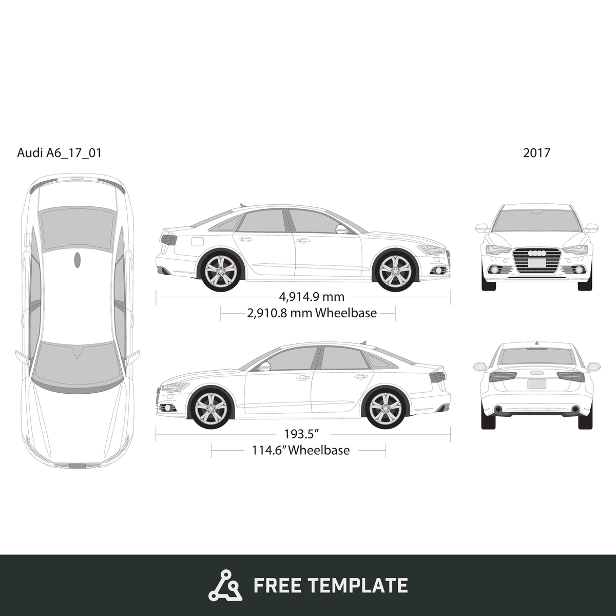 2017 Audi A6 free vector vehicle wrap template - GravBase