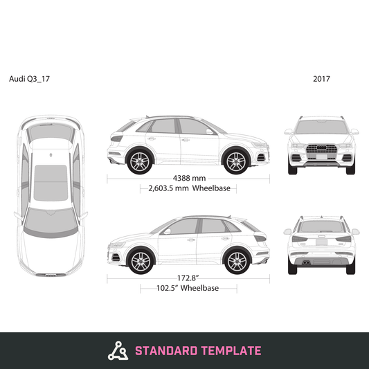 2017 Audi Q3 vector wrap template, Design-Ready PDF - GravBase