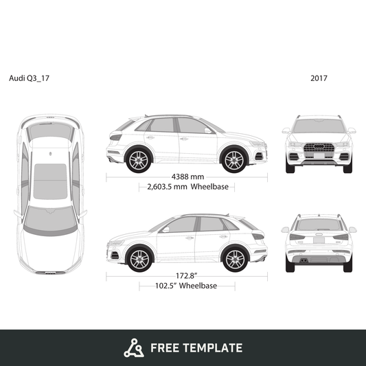 2017 Audi Q3 free vector vehicle wrap template - GravBase