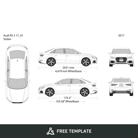 2017 Audi RS 3 free vector vehicle wrap template - GravBase