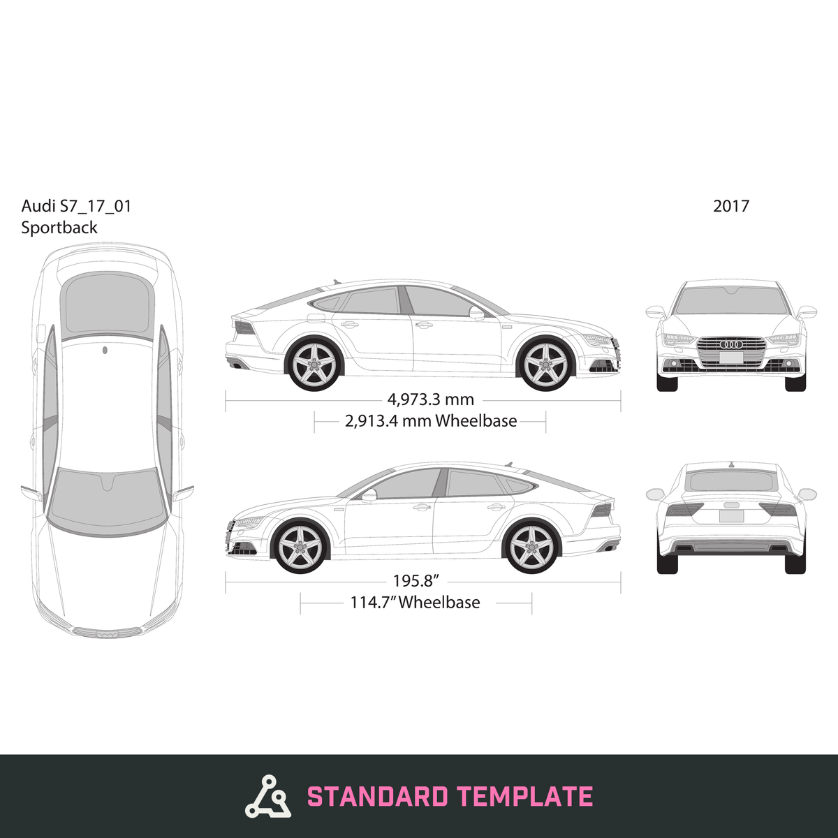 2017 Audi S7 vector wrap template, Design-Ready PDF - GravBase