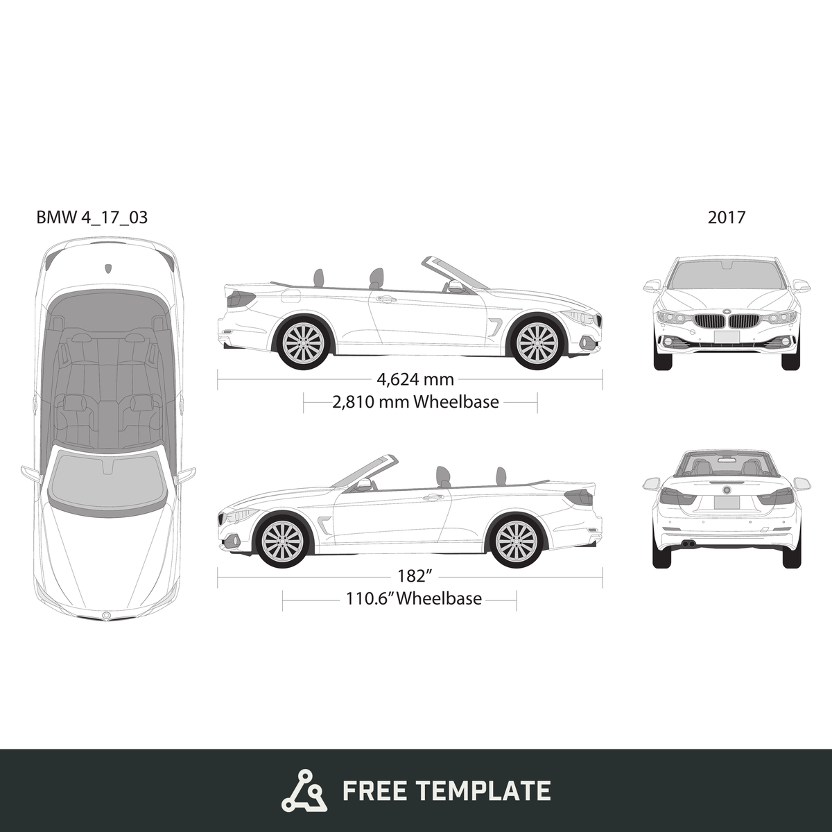 2017 BMW 4 free vector vehicle wrap template - GravBase