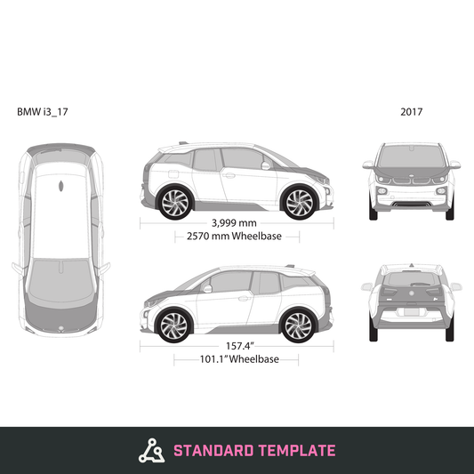 2017 BMW I3 vector wrap template, Design-Ready PDF - GravBase