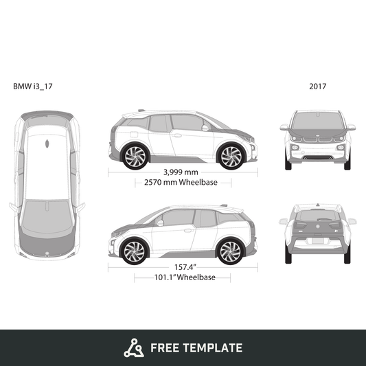 2017 BMW I3 free vector vehicle wrap template - GravBase