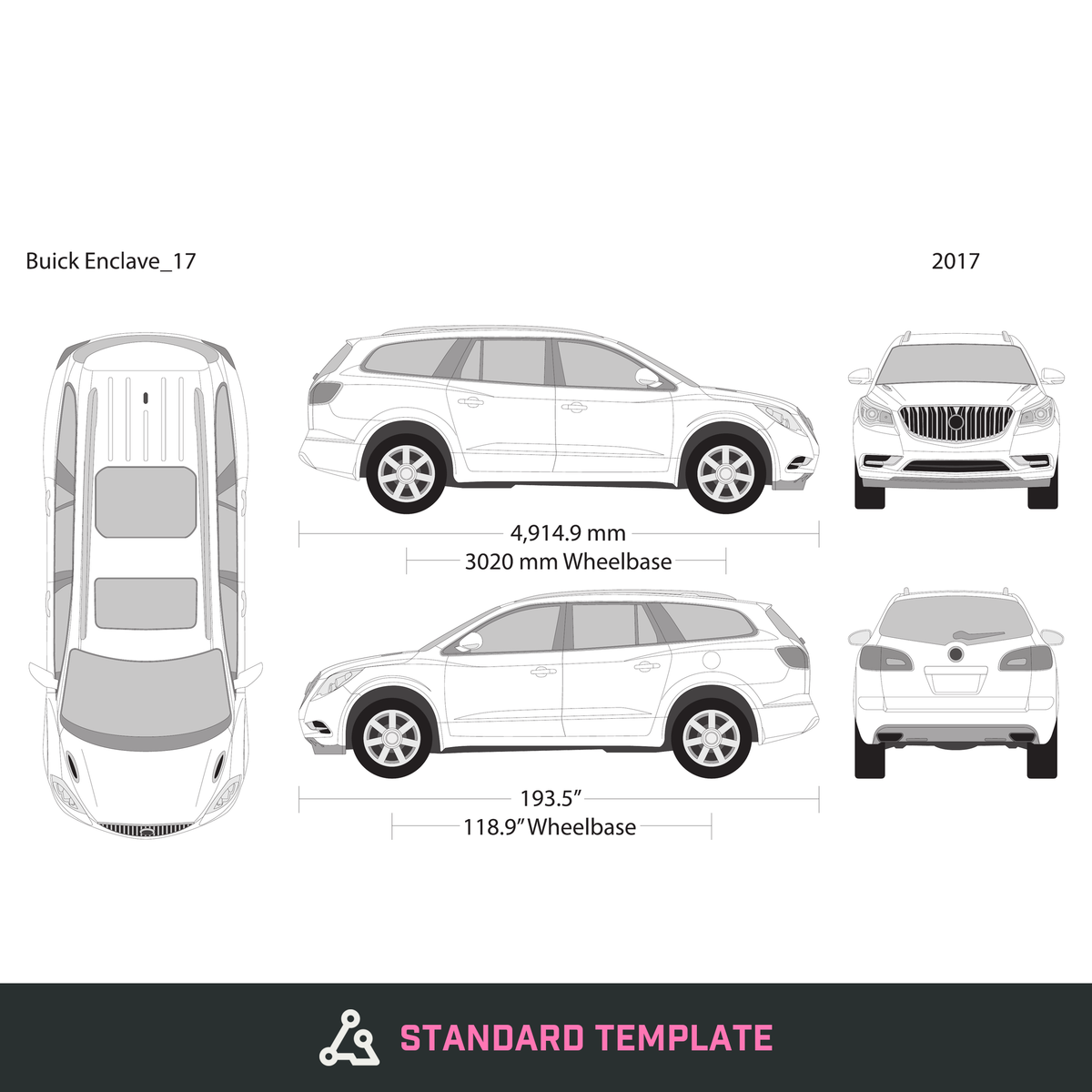 2017 Buick Enclave vector wrap template, Design-Ready PDF - GravBase
