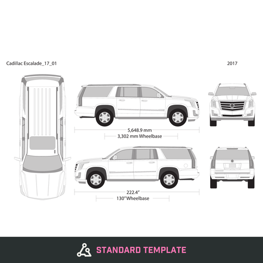 2017 Cadillac Escalade vector wrap template V01, Design-Ready PDF - GravBase