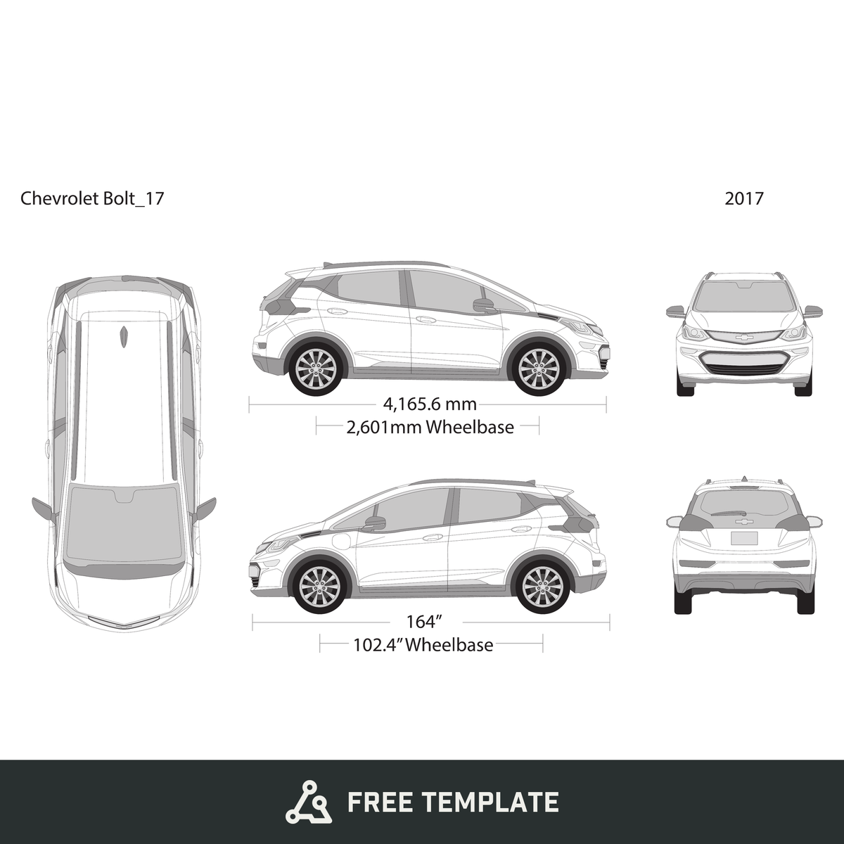 2017 Chevy Bolt free vector vehicle wrap template - GravBase