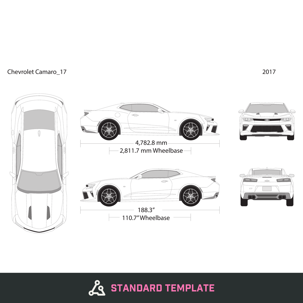 2017 Chevy Camaro vector wrap template, Design-Ready PDF - GravBase