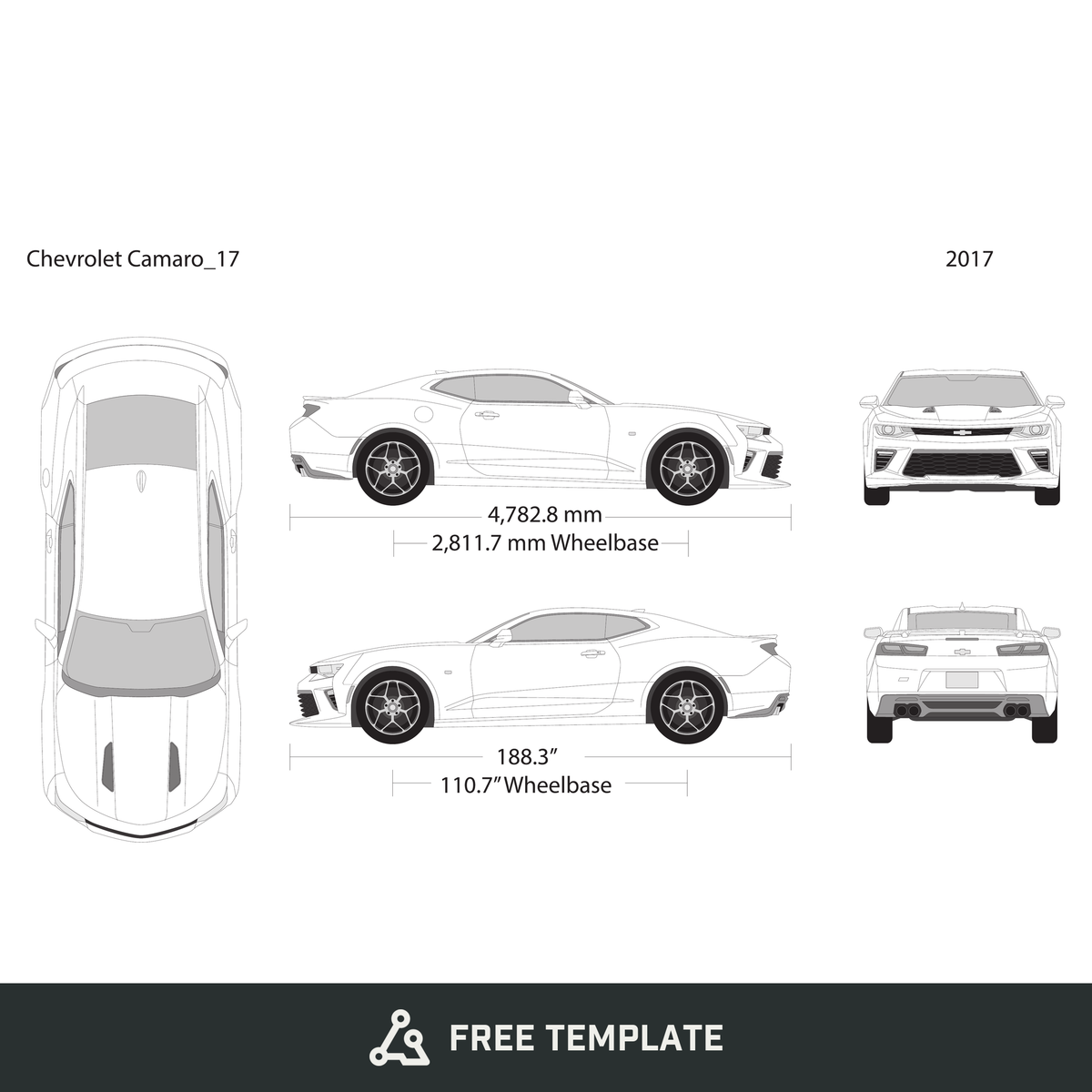 2017 Chevy Camaro free vector vehicle wrap template - GravBase