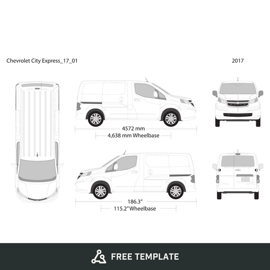 2017 Chevy City Express free vector vehicle wrap template - GravBase