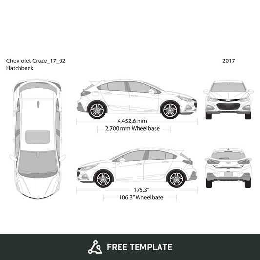 2017 Chevy Cruze free vector vehicle wrap template - GravBase