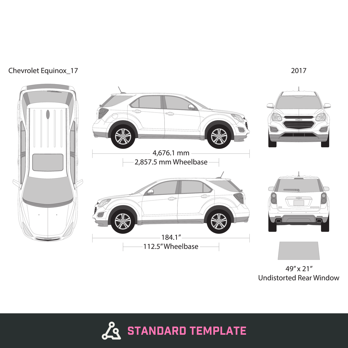 2017 Chevy Equinox vector wrap template, Design-Ready PDF - GravBase