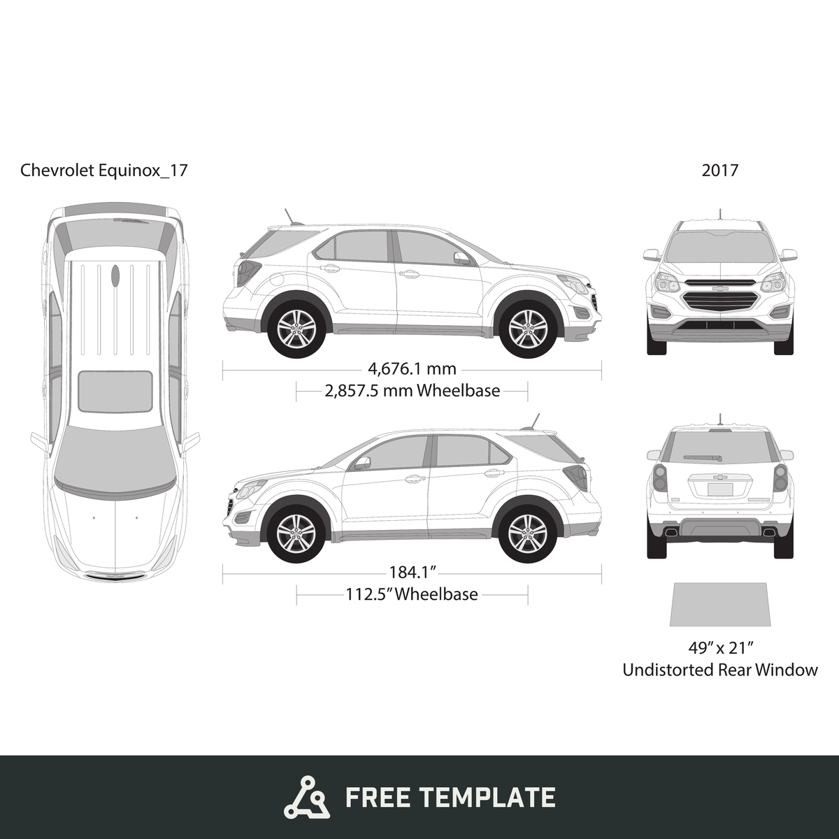 2017 Chevy Equinox free vector vehicle wrap template - GravBase