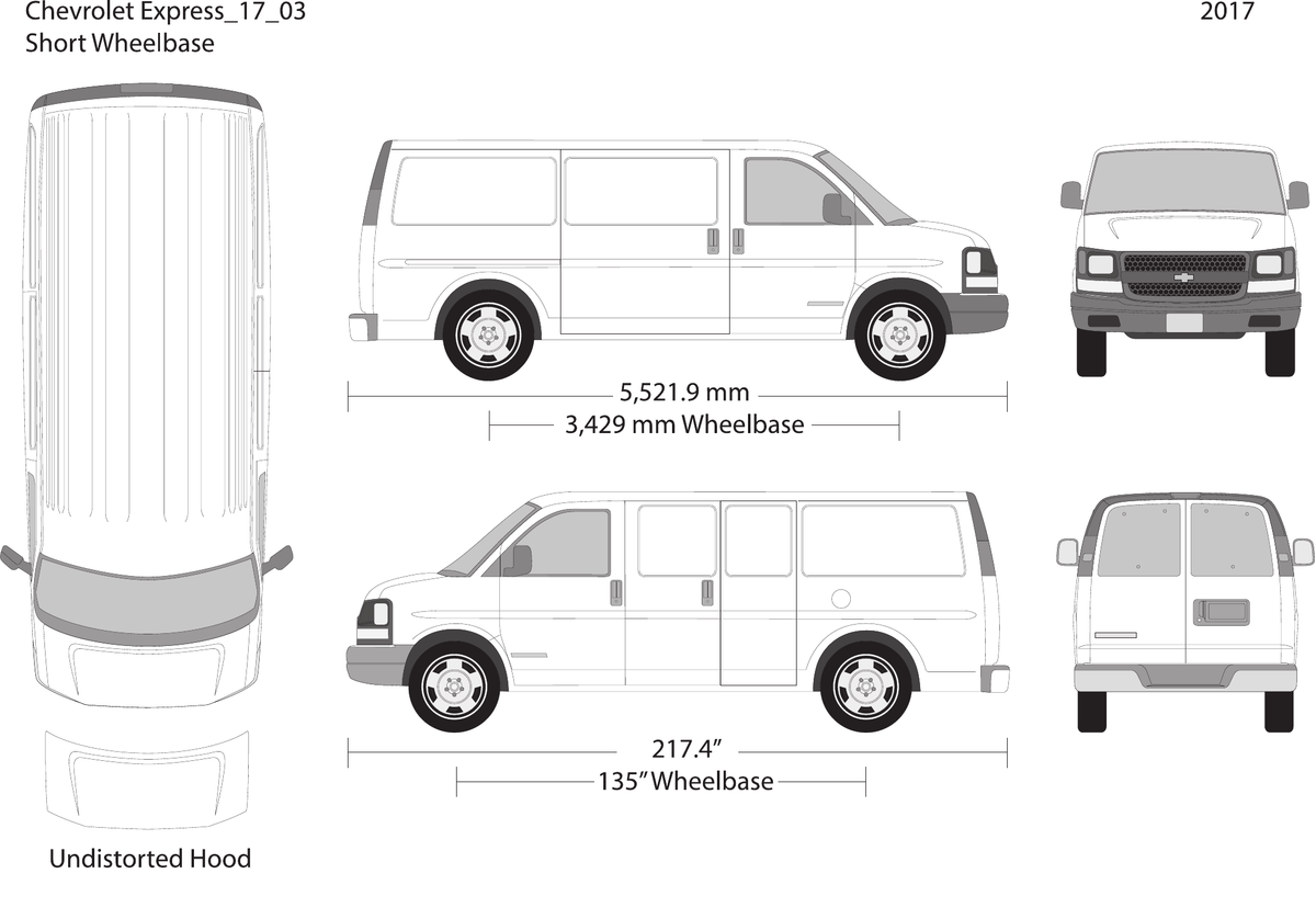 2017 Chevy Express vector wrap template V03, Design-Ready PDF - GravBase