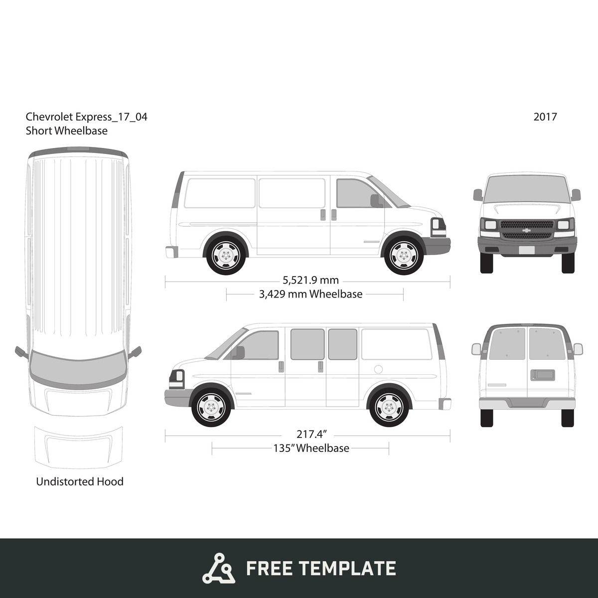 2017 Chevy Express free vector vehicle wrap template - GravBase