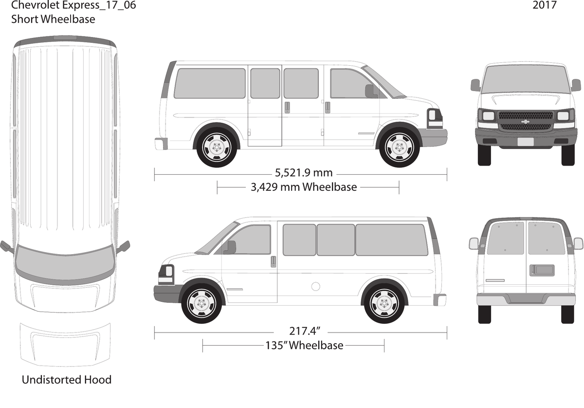 2017 Chevy Express vector wrap template V06, Design-Ready PDF - GravBase