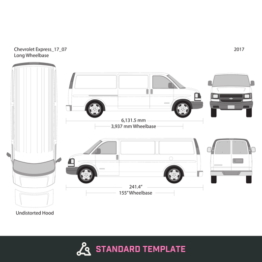 2017 Chevy Express vector wrap template V07, Design-Ready PDF - GravBase