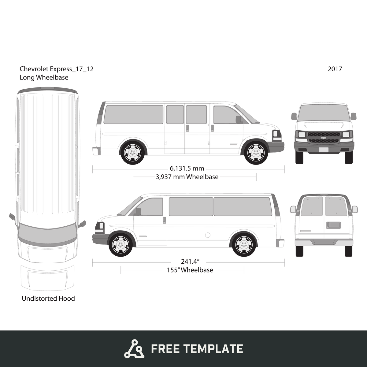 2017 Chevy Express free vector vehicle wrap template - GravBase