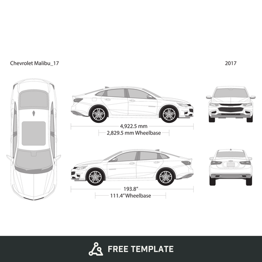 2017 Chevy Malibu free vector vehicle wrap template - GravBase