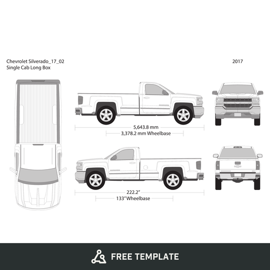 2017 Chevy Silverado 1500 free vector vehicle wrap template - GravBase