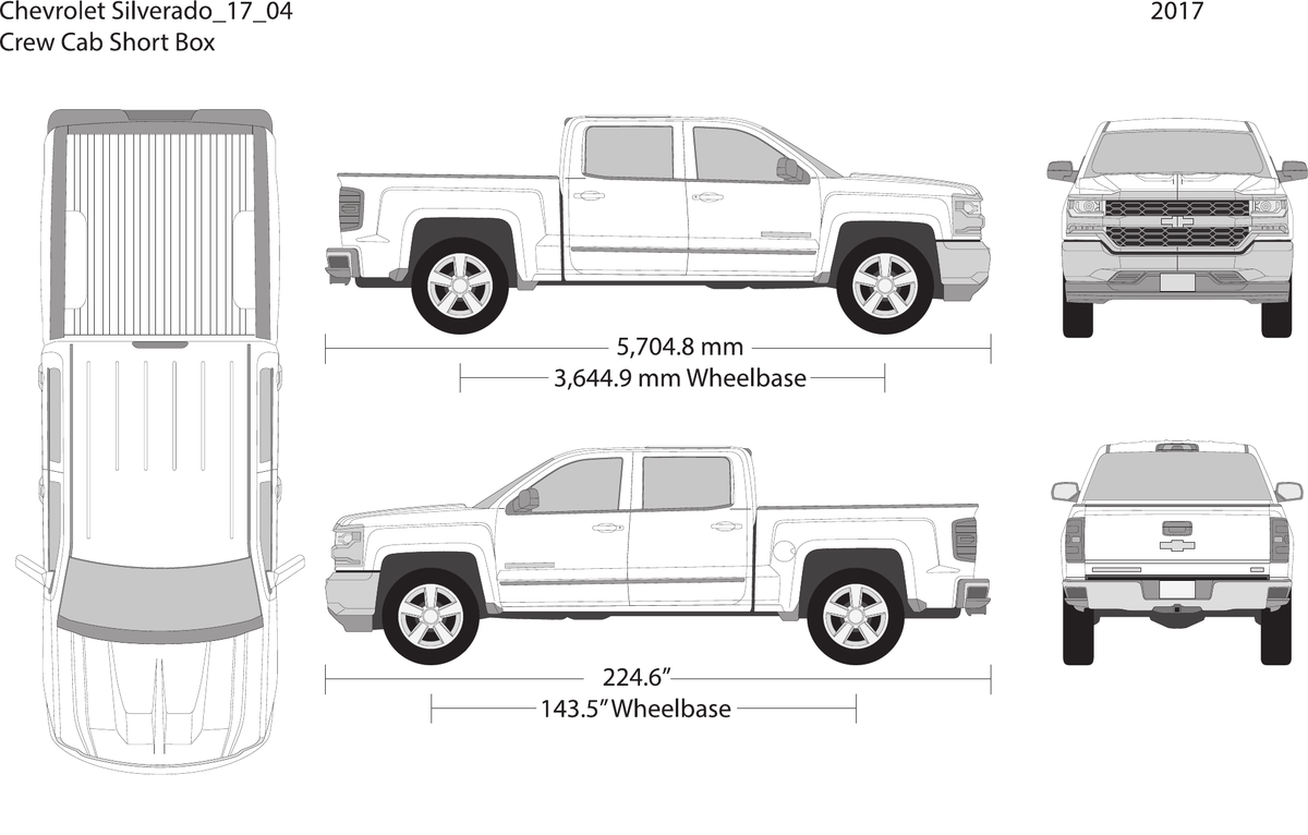 2017 Chevy Silverado 1500 Vector Wrap Template - GravBase