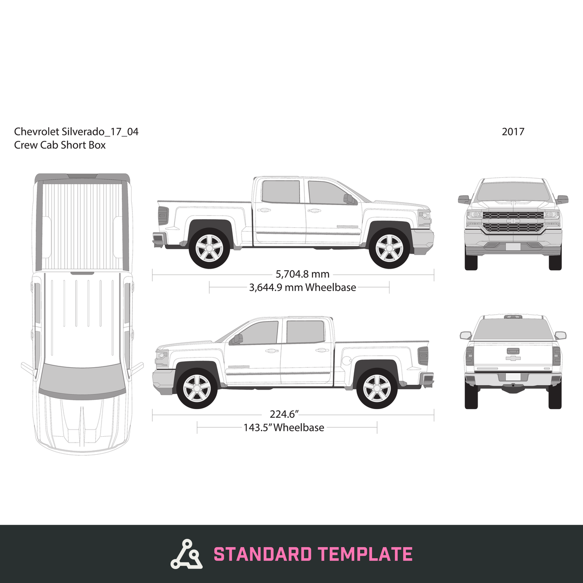 2017 Chevy Silverado 1500 vector wrap template V04, Design-Ready PDF - GravBase