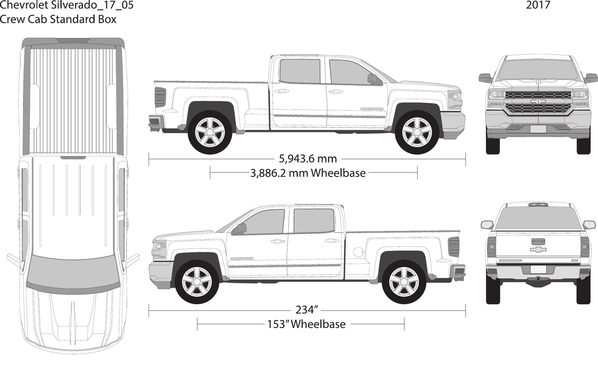 2017 Chevy Silverado 1500 Vector Wrap Template - GravBase
